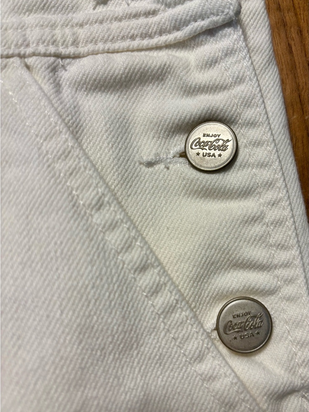 Lucky Brand size small Coca Cola White Denim Overalls - Picture 5 of 7